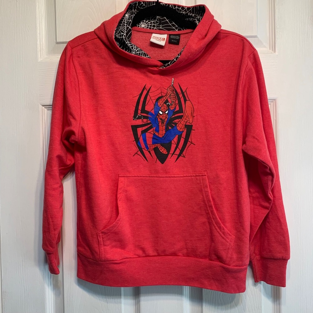 Marvel Spider-Man Hoodie Size Small Red Graphic Pullover Superhero Sweatshirt
